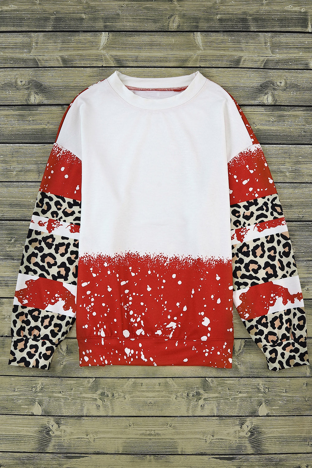 Red Tie-Dye Leopard Long Sleeve Top