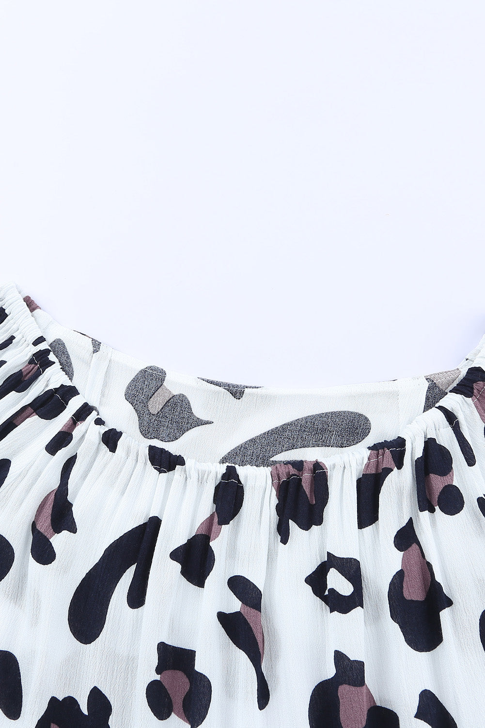 Leopard Off Shoulder Long Sleeve Blouse