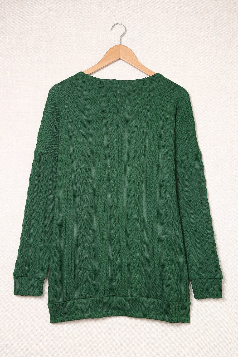 Green Drop Shoulder Textured Cardigan
