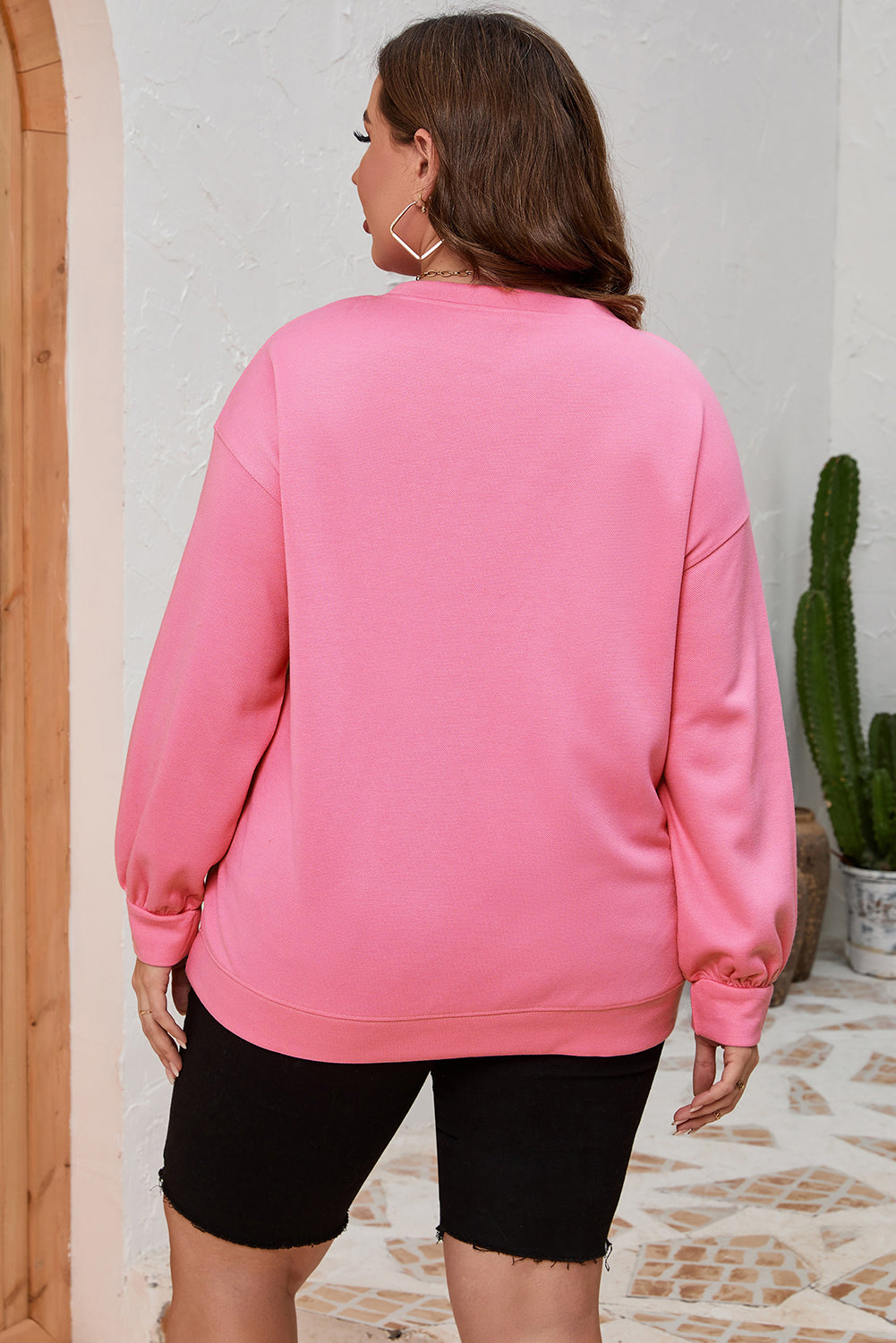 Pink May Contain Wine Crew Neck Plus Size Sweatshirt
