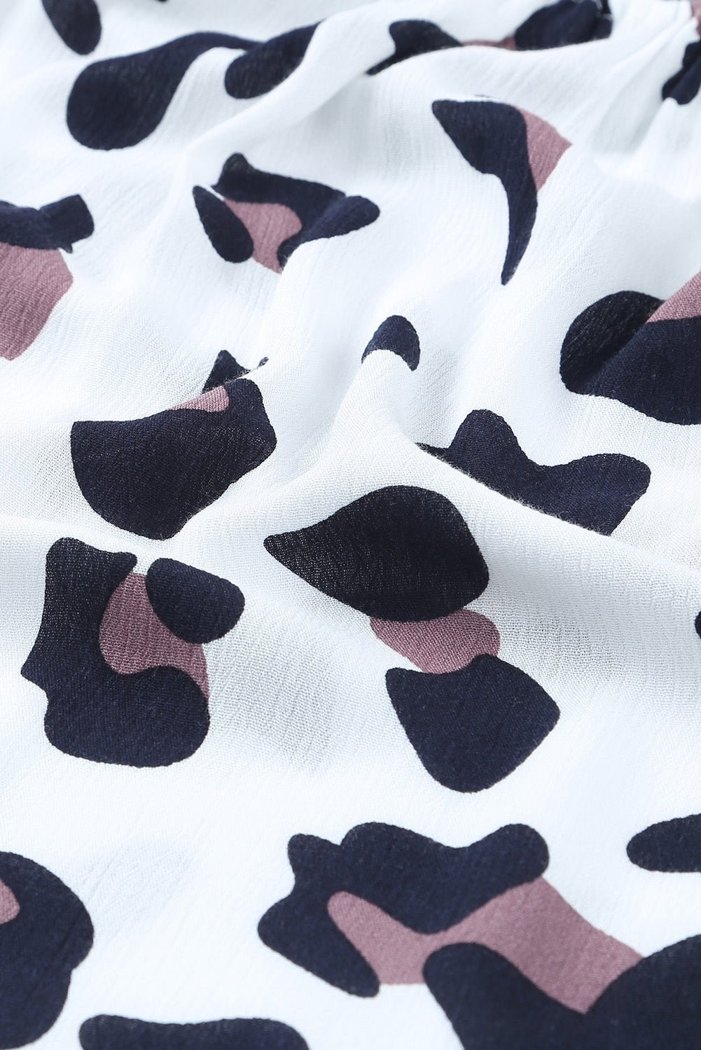 Leopard Off Shoulder Long Sleeve Blouse