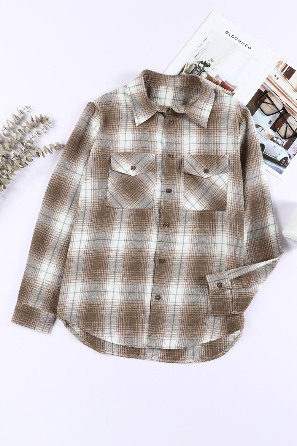 Brown Fantasy Plaid Button Up Shirt