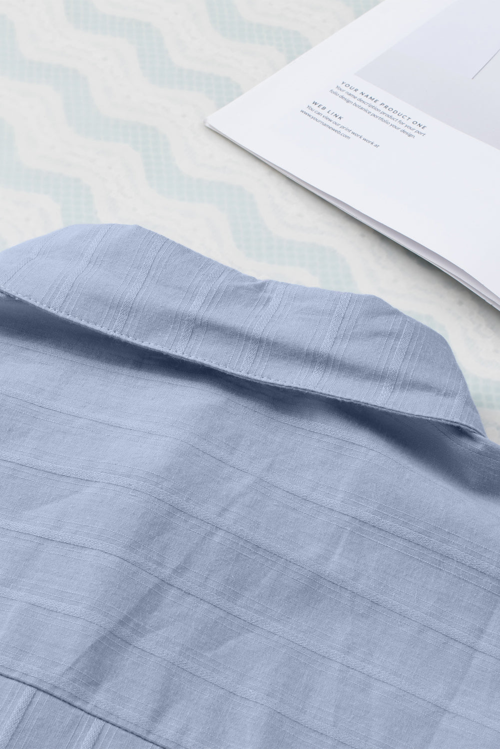 Blue Textured Buttoned Pocket Long Sleeve Shirt