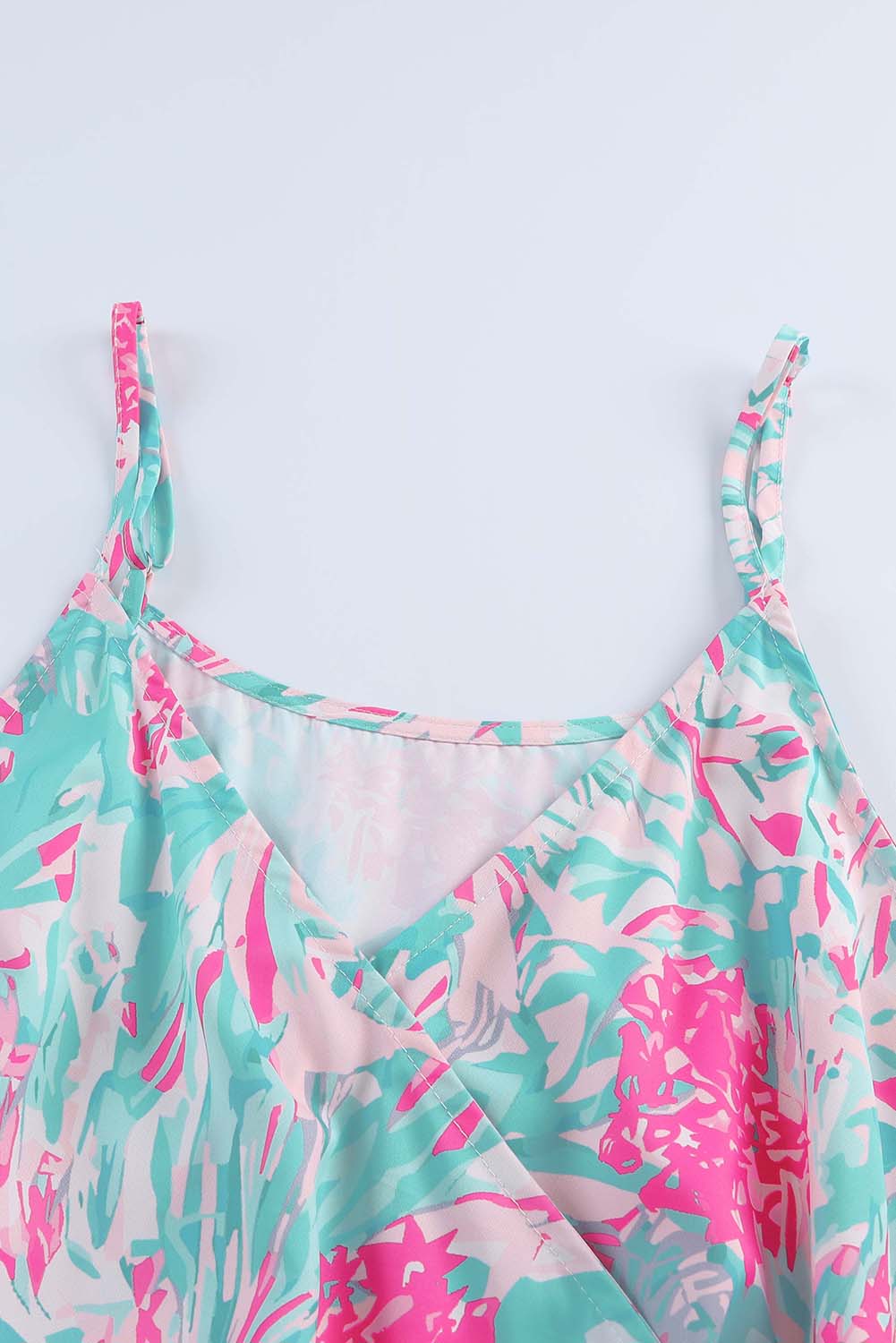 Sky Blue Floral Print Knotted High Waist Sleeveless Jumpsuit