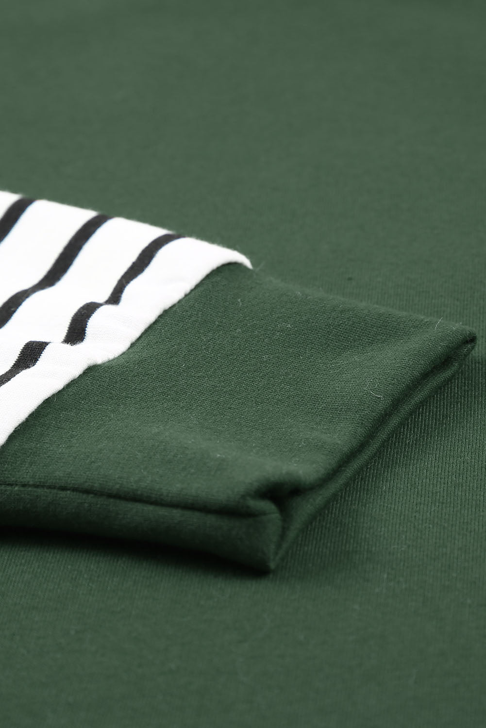 Green Striped Star Print Patchwork Long Sleeve Top