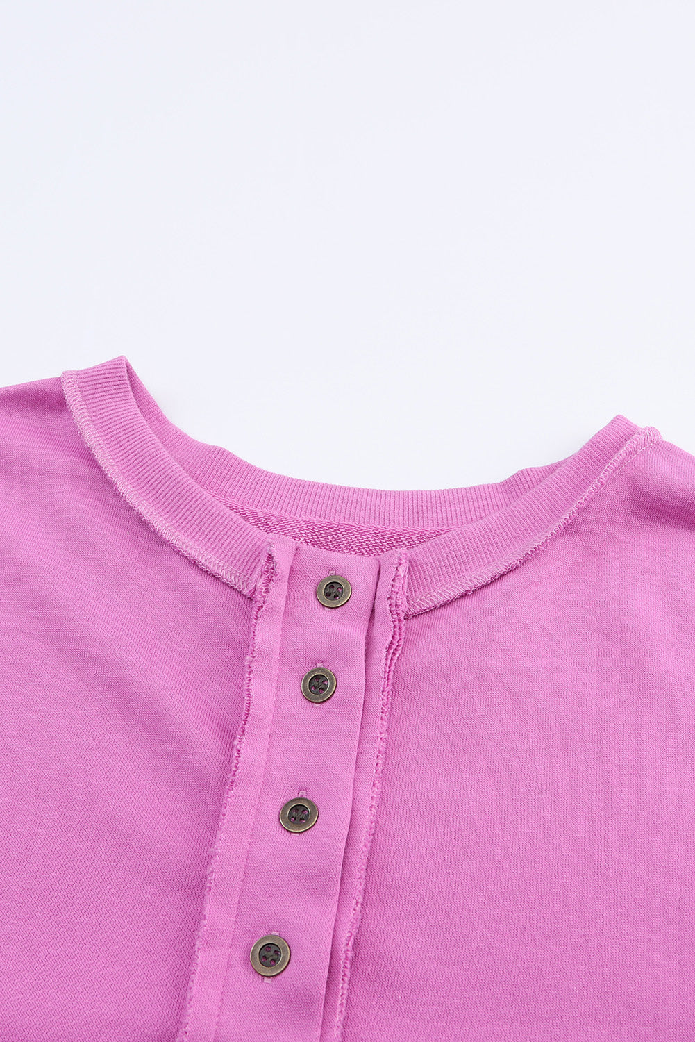 Purple Oversized Exposed Seam Henley Sweatshirt