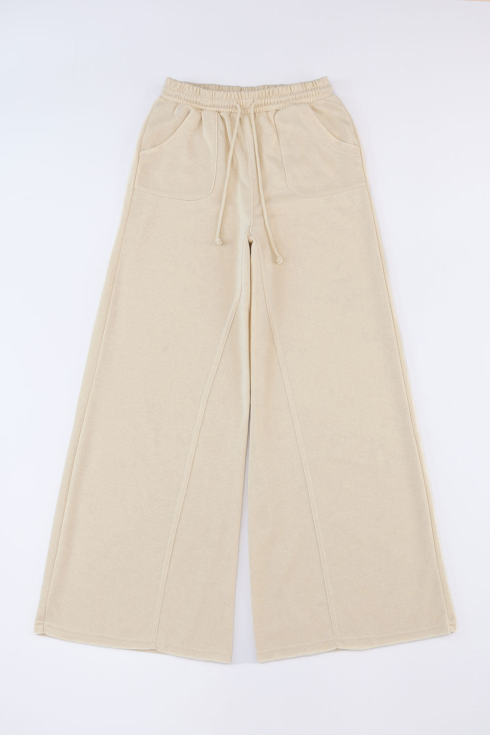 Apricot Mineral Washed Drawstring Retro Wide Leg Pants