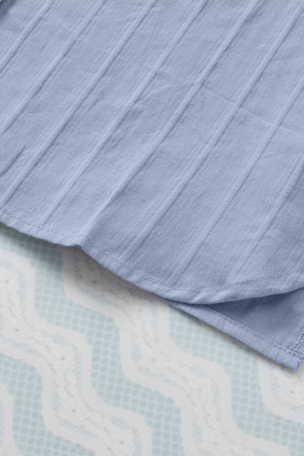 Blue Textured Buttoned Pocket Long Sleeve Shirt