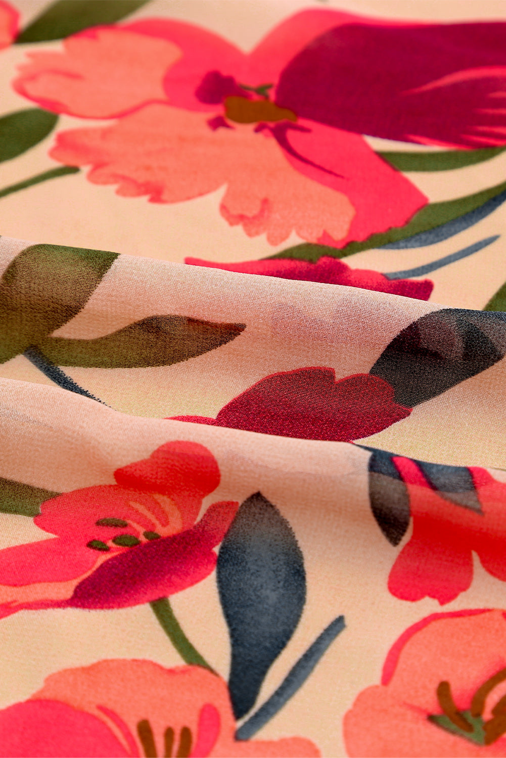 Red Frilled Collar Long Sleeve Tiered Maxi Floral Dress