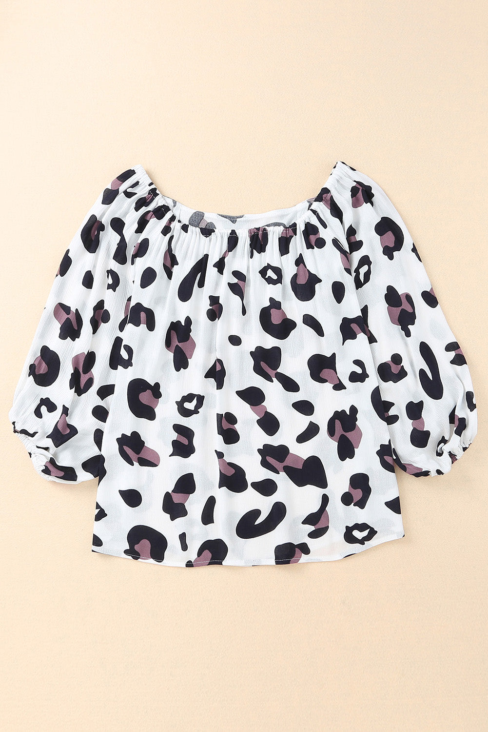 Leopard Off Shoulder Long Sleeve Blouse