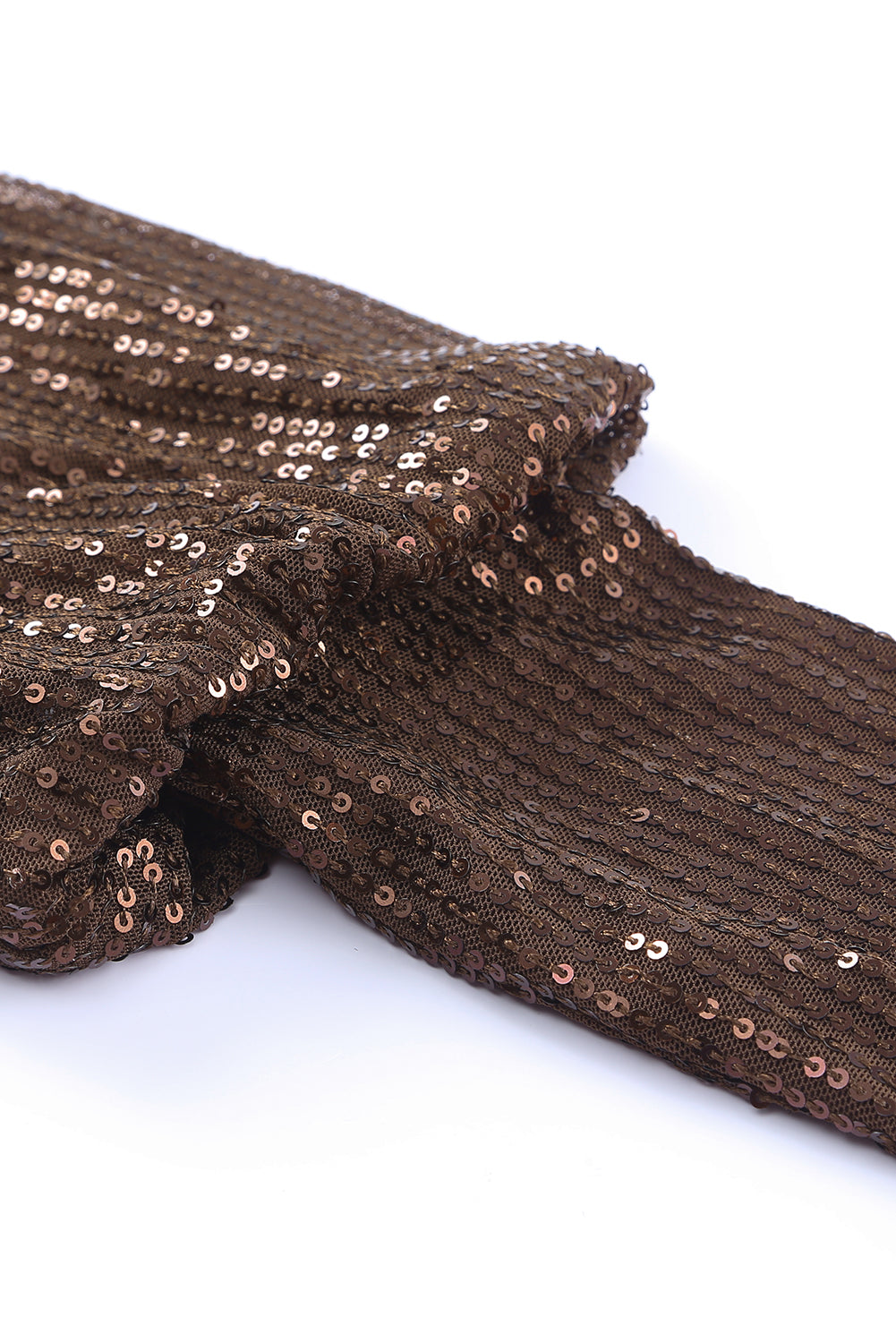 Brown Puff Sleeve Sequin Top