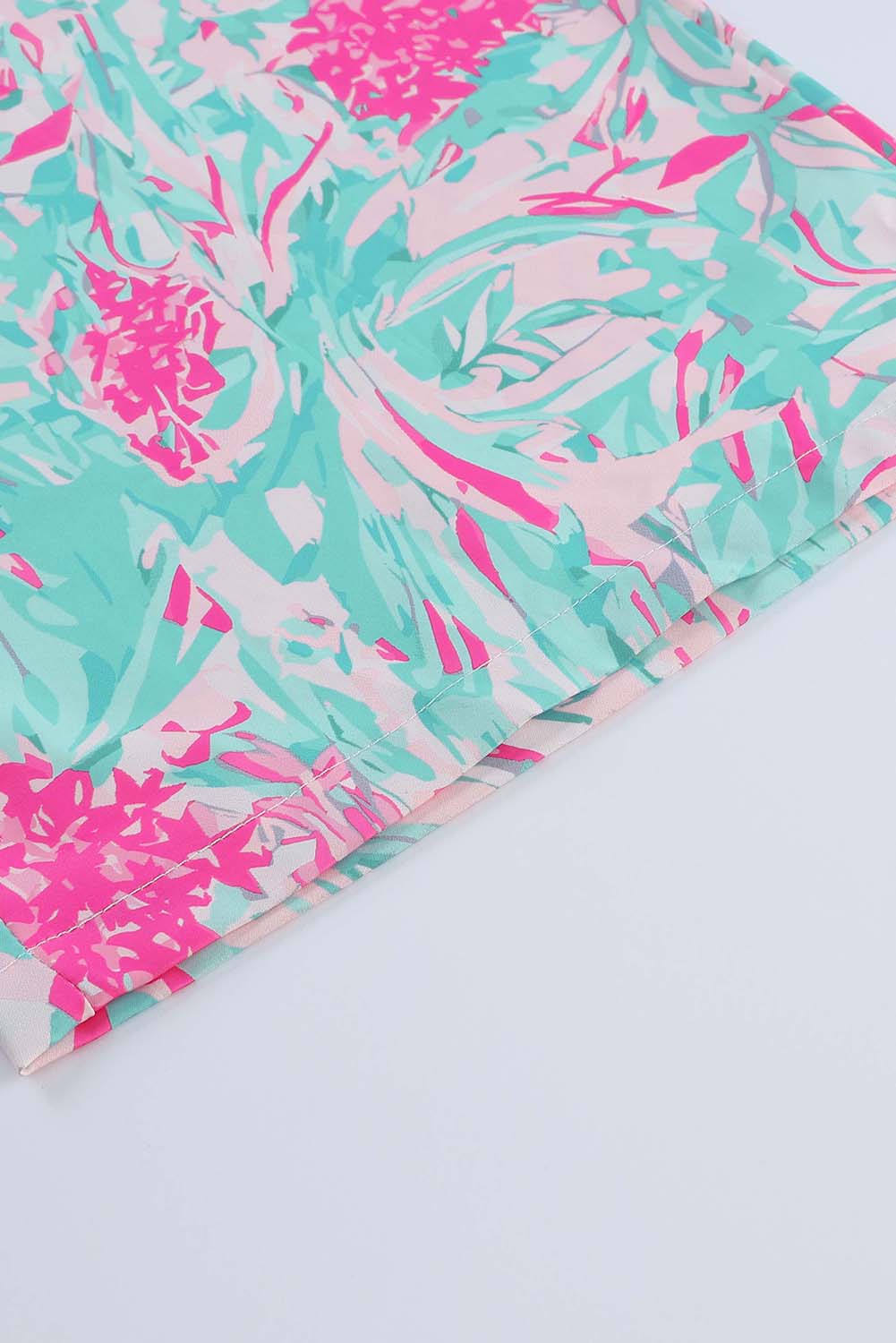 Sky Blue Floral Print Knotted High Waist Sleeveless Jumpsuit