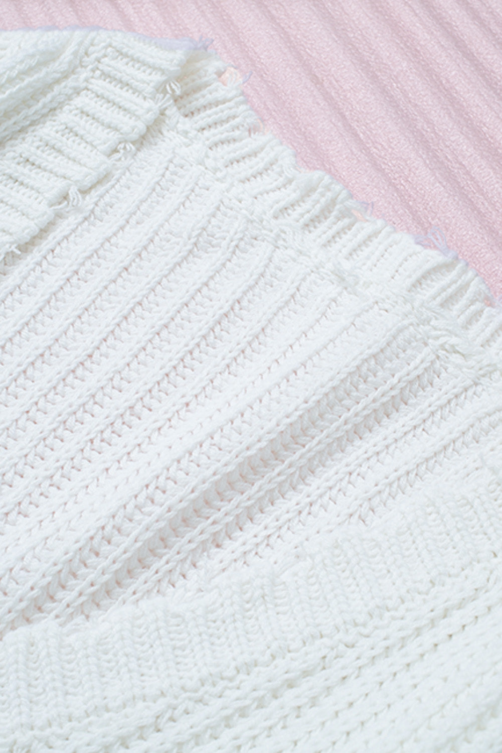 White Tainted Love Cotton Distressed Sweater