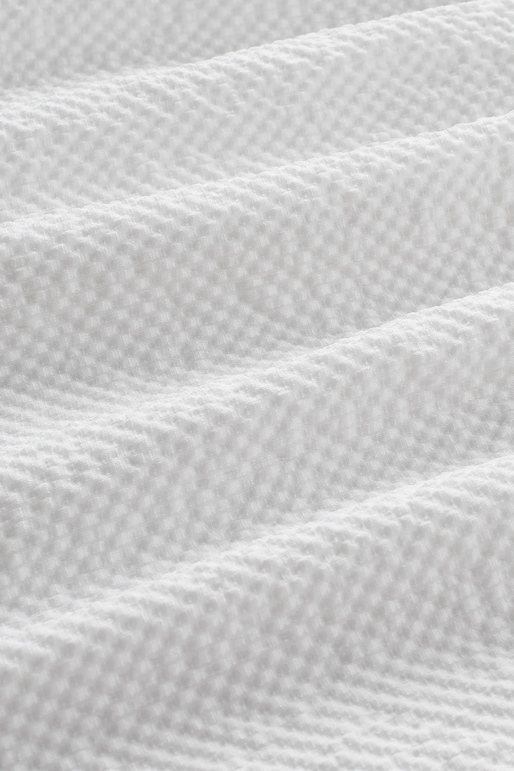 White Ruffle Accent Flutter Sleeve Notch Neck Top