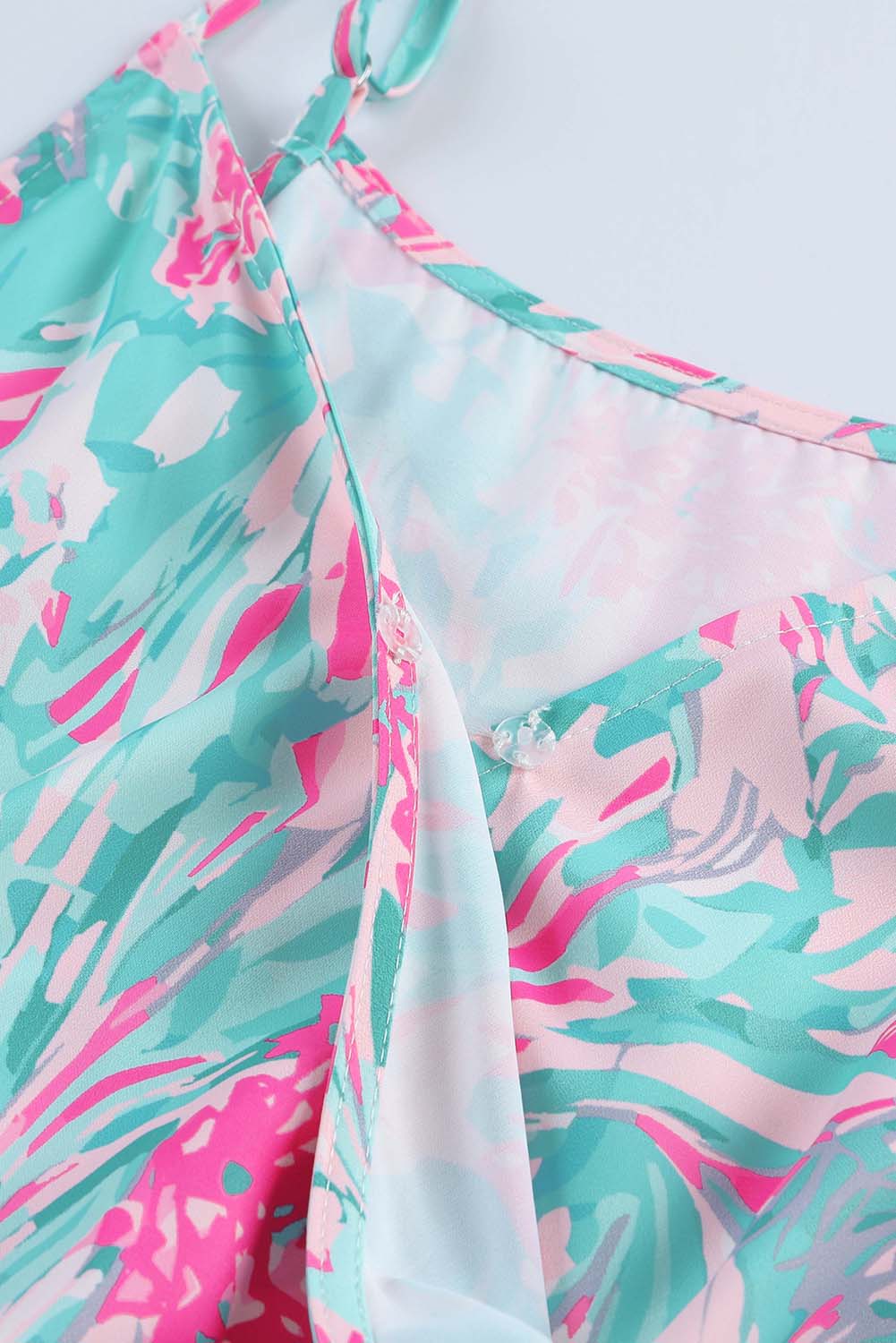 Sky Blue Floral Print Knotted High Waist Sleeveless Jumpsuit