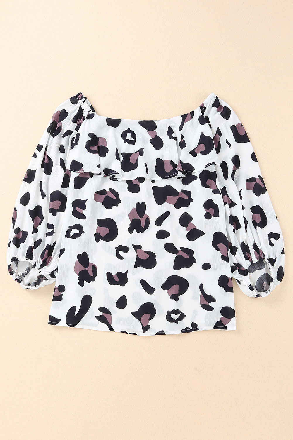 Leopard Off Shoulder Long Sleeve Blouse