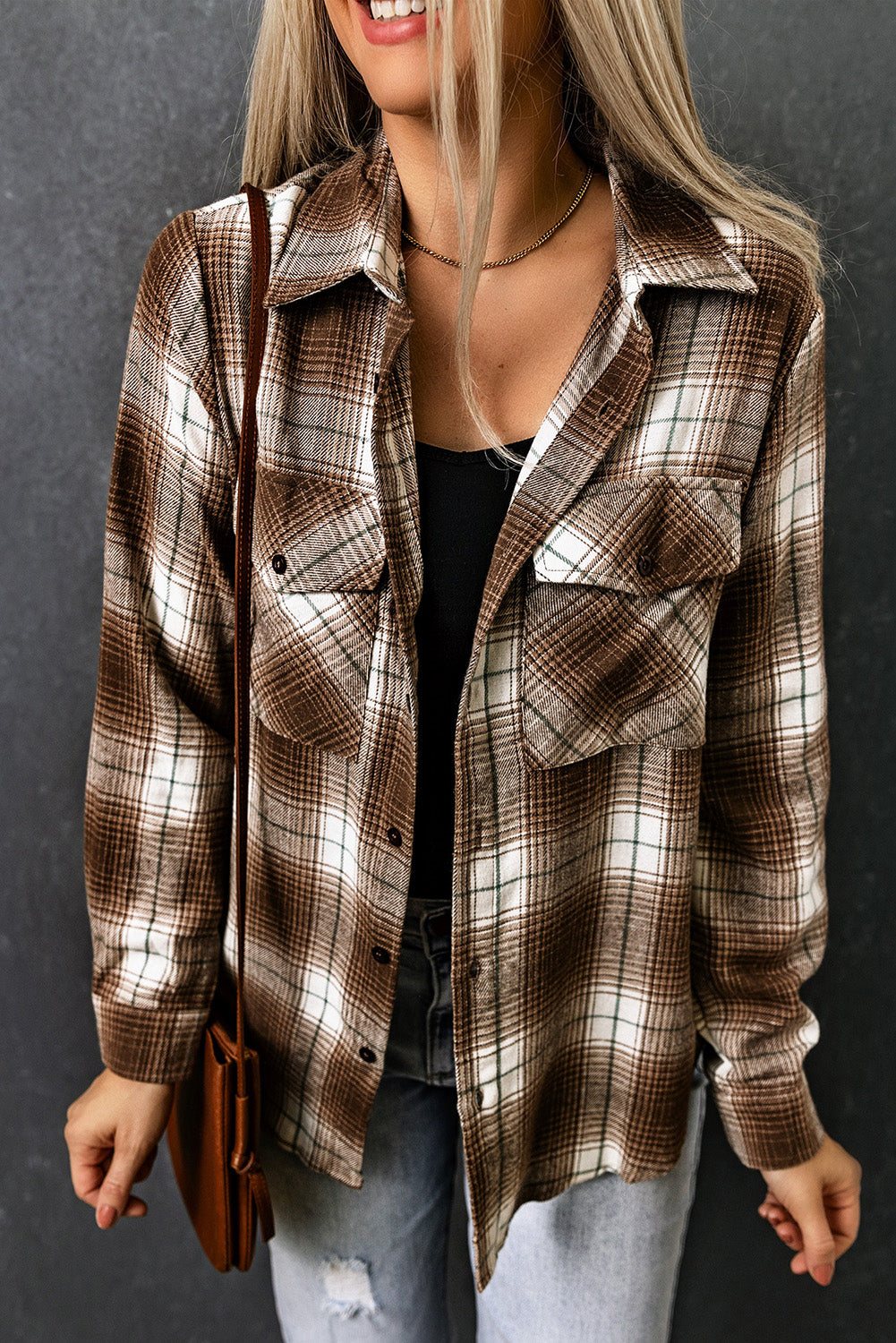 Brown Fantasy Plaid Button Up Shirt