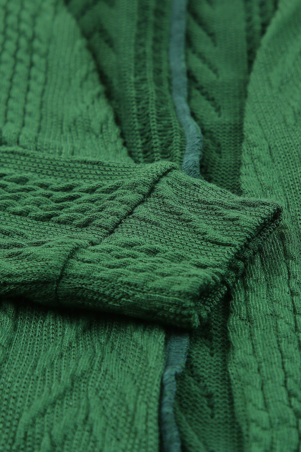 Green Drop Shoulder Textured Cardigan