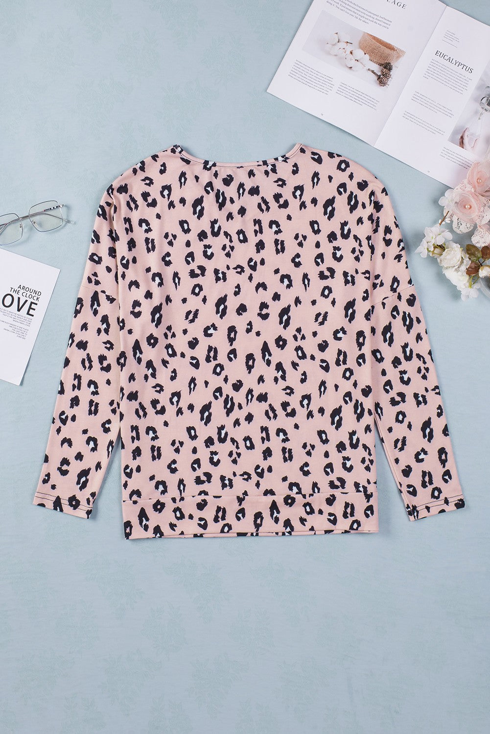 Pink Camel Leopard Terry Top