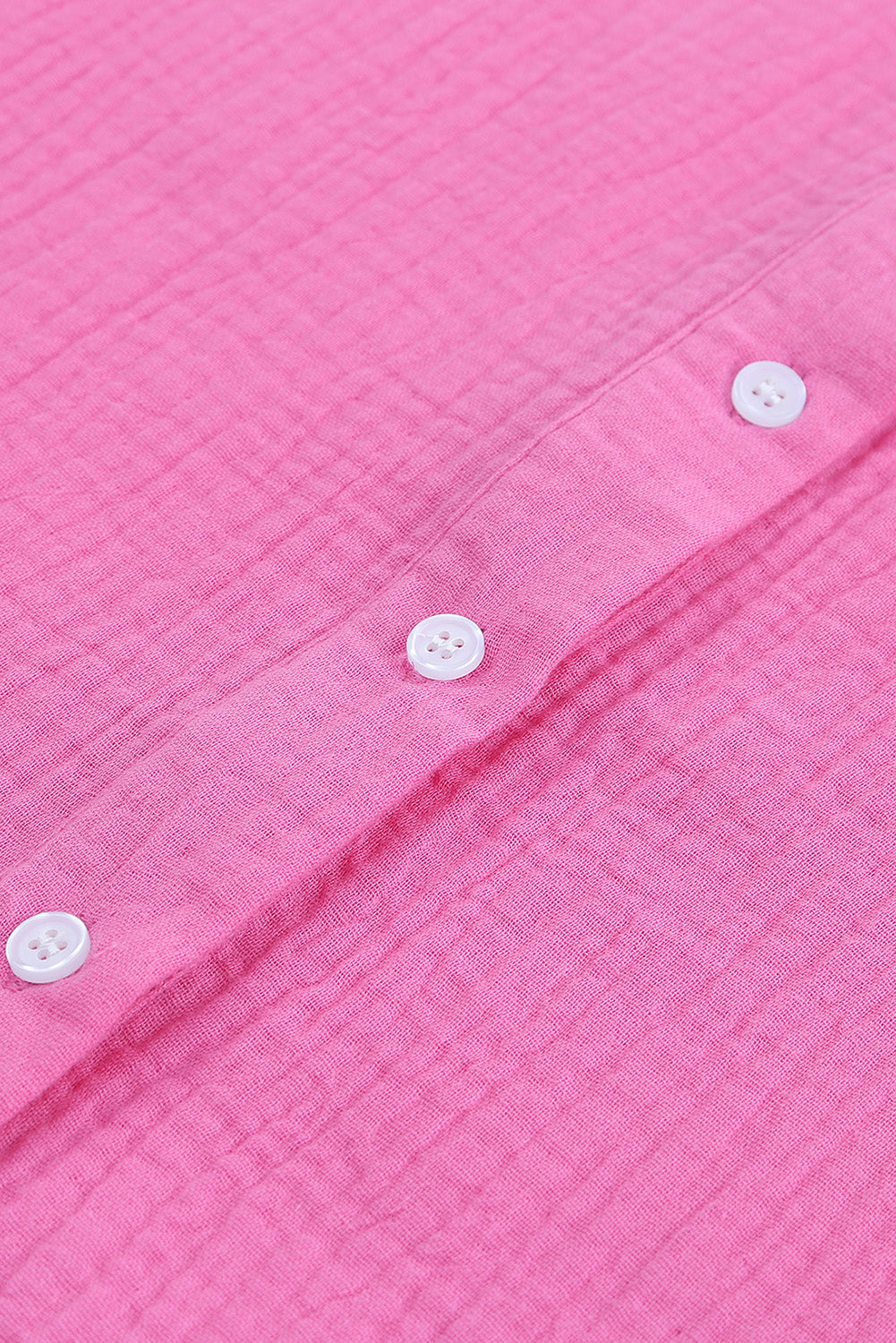 Rose Textured Buttons Long Sleeves Shirt Short Dress with Rope Tie