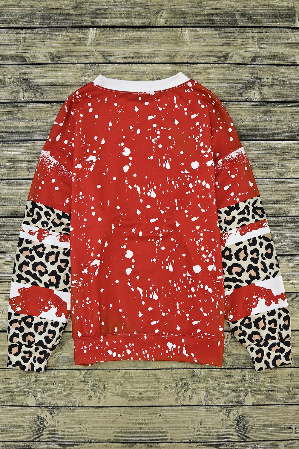 Red Tie-Dye Leopard Long Sleeve Top