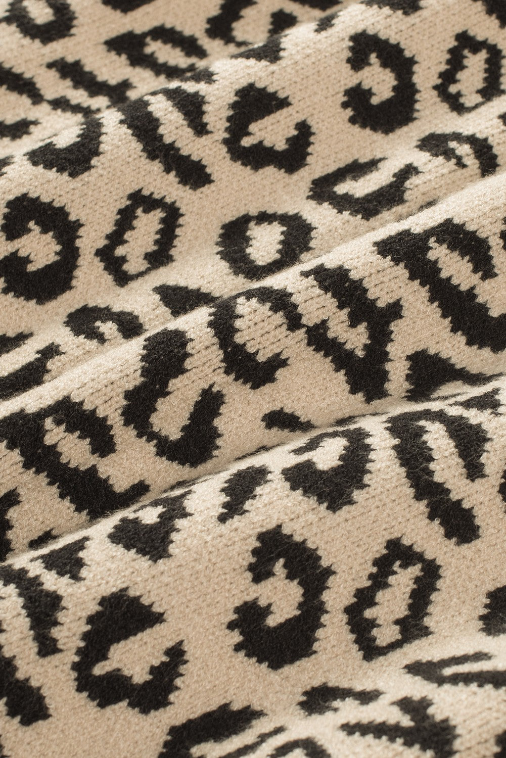 Leopard Knit Open Front Long Cardigan