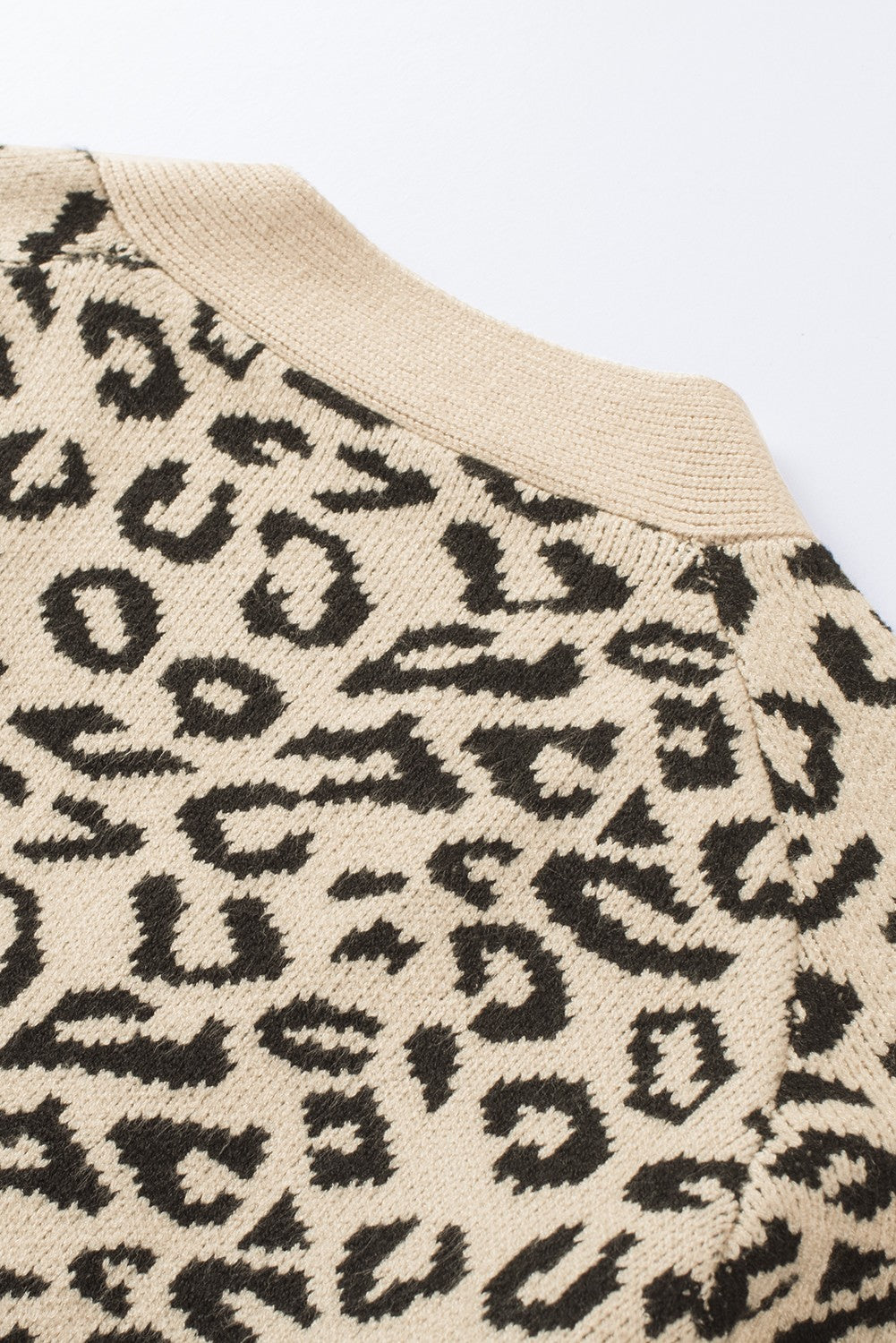 Leopard Knit Open Front Long Cardigan