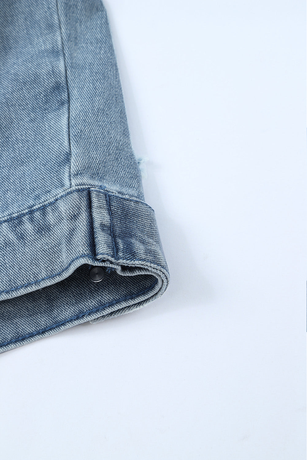 Sky Blue Rhinestone Fringe Denim Jacket