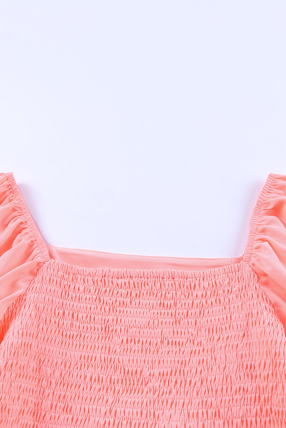 Pink Square Neck Puff Sleeve Ruffled Peplum Top