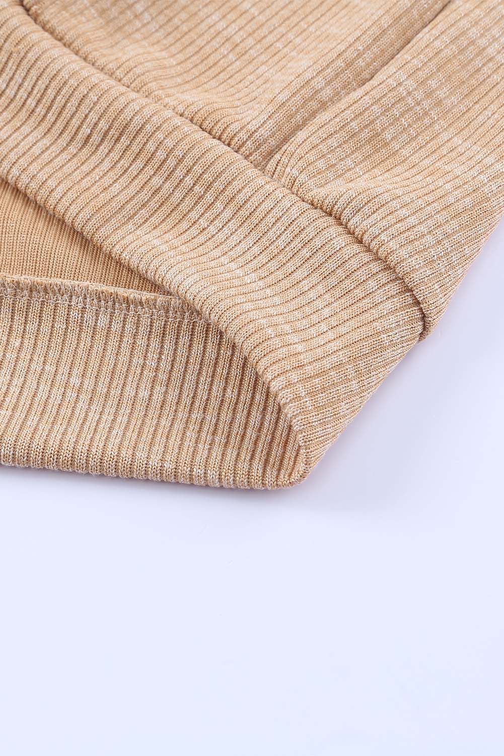 Apricot Ribbed Buttons V Neck Cardigan