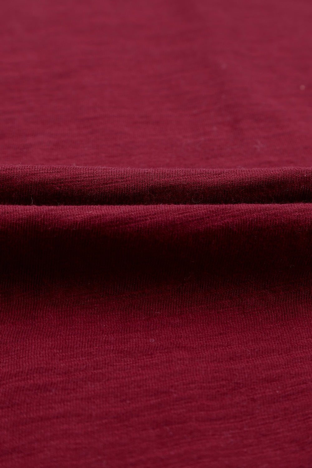 Red Solid Crew Neck Long Sleeve Top