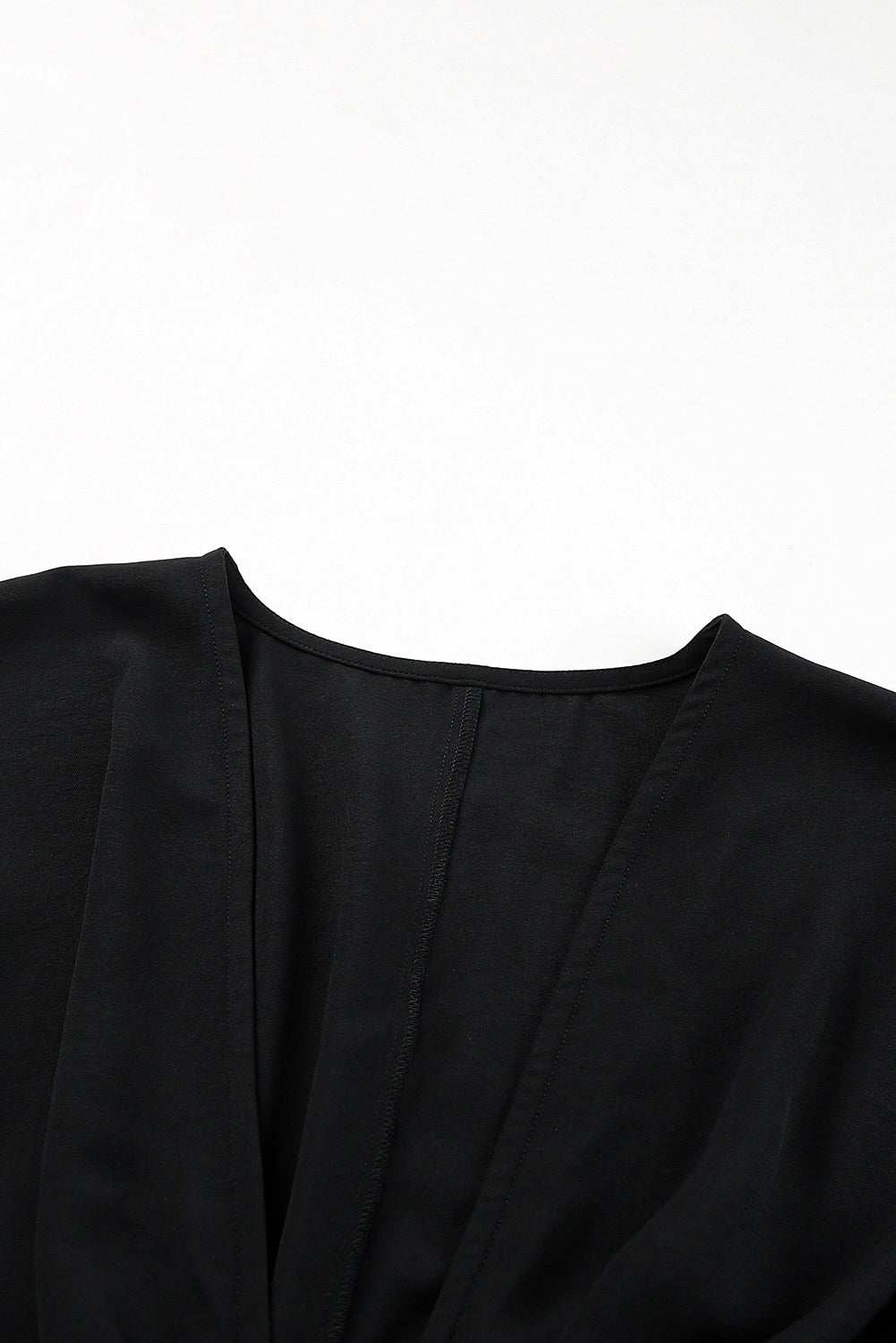 Black Deep V Neck High Waist Wide Leg Jumpsuit