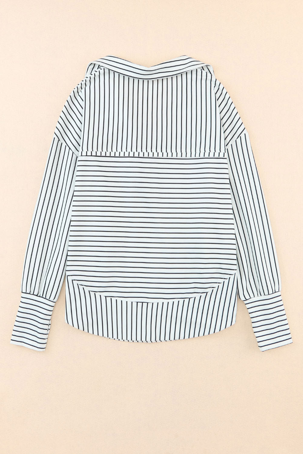 White Striped Thumbhole Drop Shoulder V Neck Top