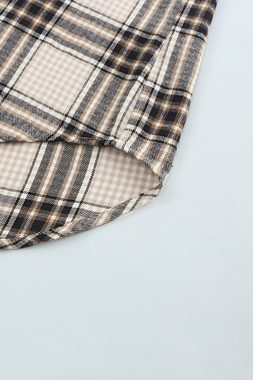 Khaki Chest Pocket Plaid Pattern Long Sleeve Shirt