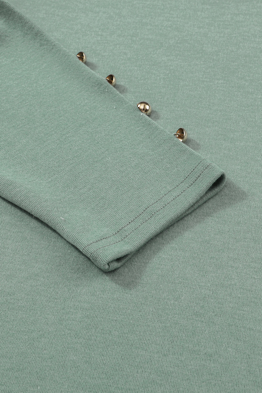 Green Buttoned Puff Long Sleeve Sheath Top