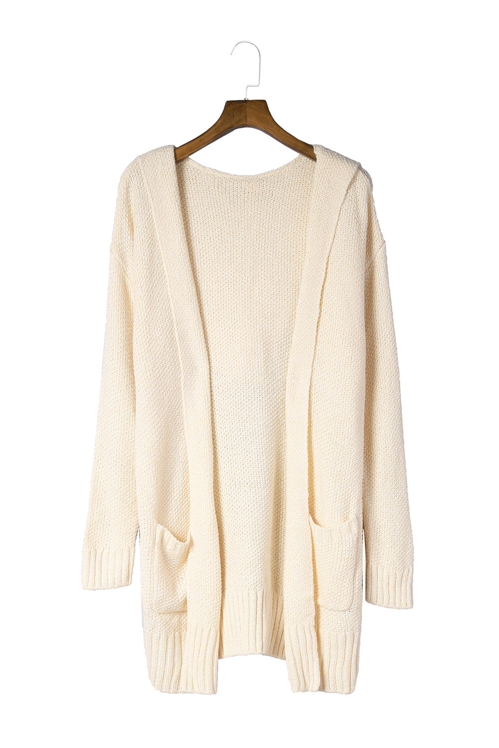Apricot Hooded Open Knit Cardigan