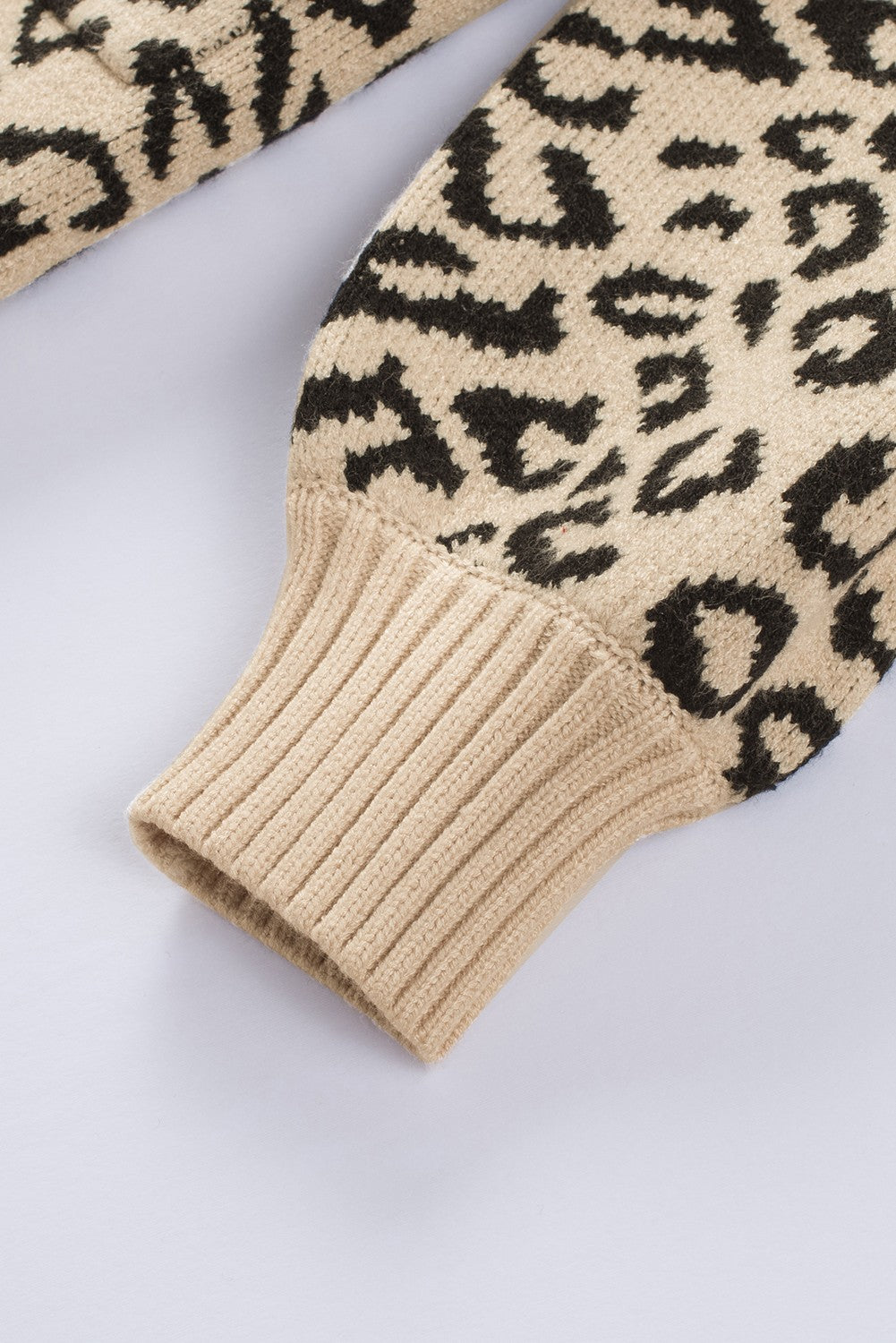 Leopard Knit Open Front Long Cardigan