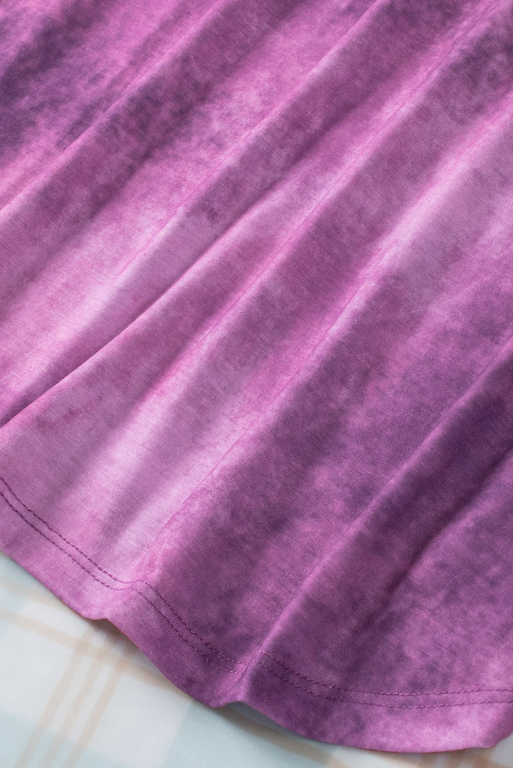 Rose Tie Dye Leopard Patchwork Pocket V Neck Top