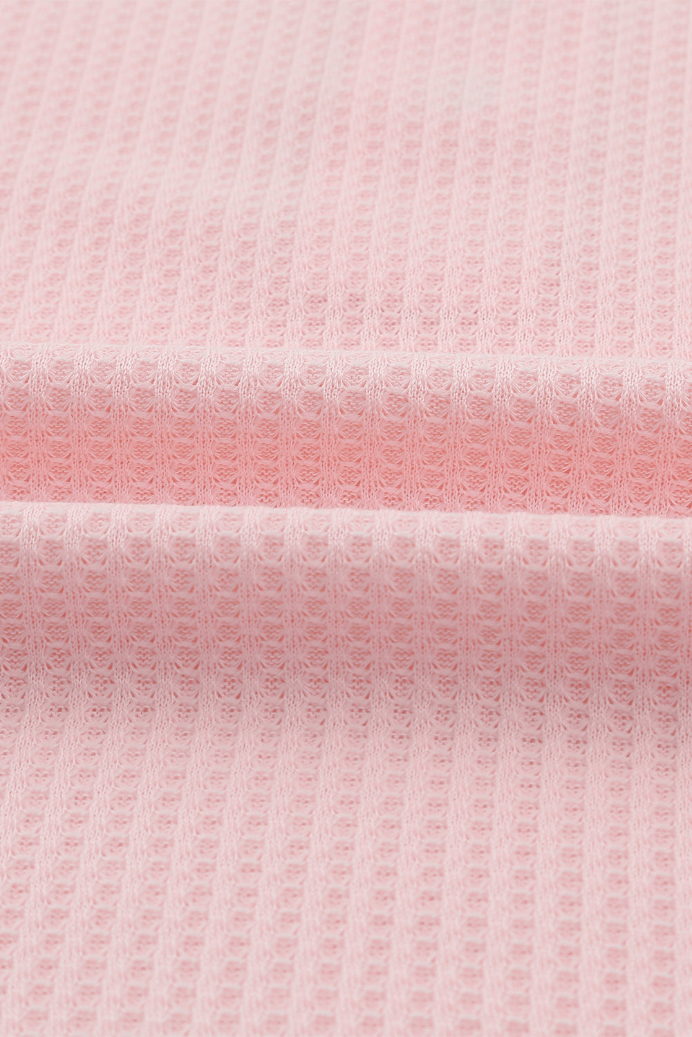 Pink Thermal Waffle Knit Long Sleeve Loungewear Set