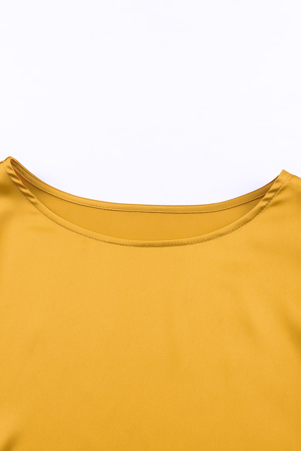 Yellow Satin Buttoned Cuffs Puff Sleeve Top