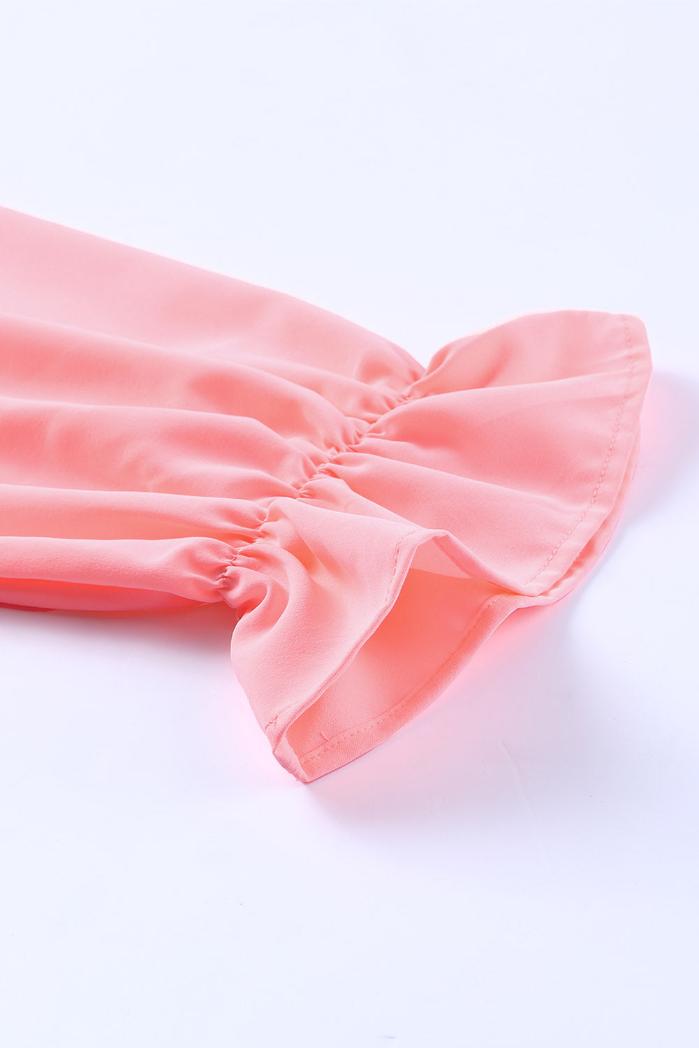 Pink Square Neck Puff Sleeve Ruffled Peplum Top