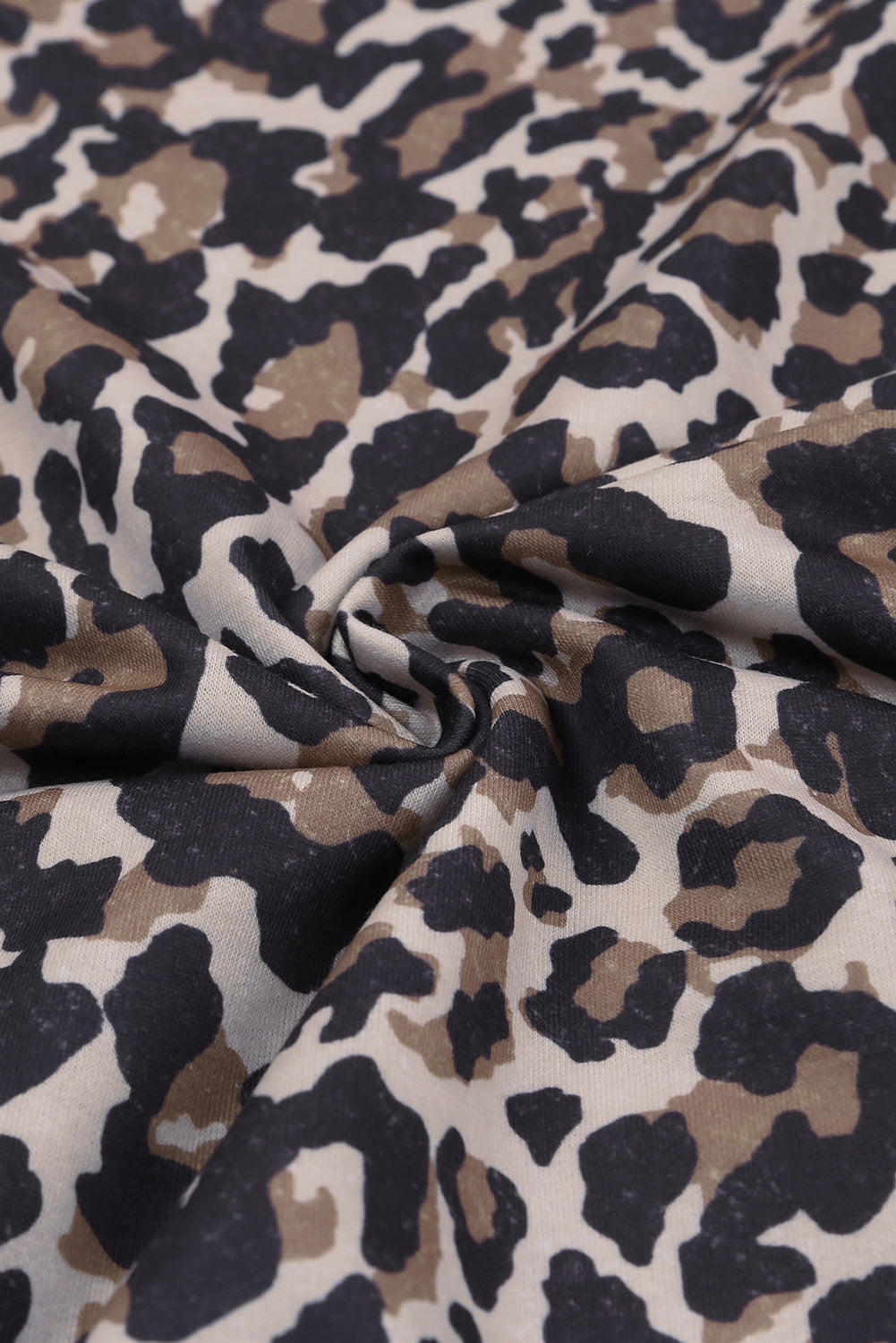 Leopard Kangaroo Pocket Raglan Sleeves Sweatshirt