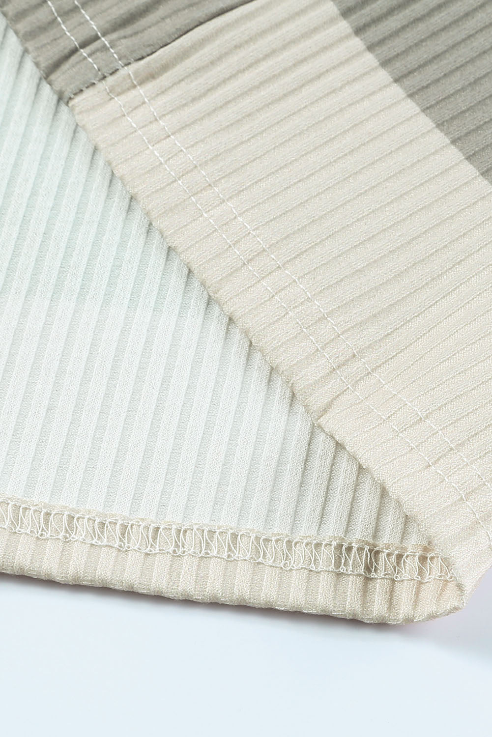 Green Color Block Ribbed Long Sleeve Top with Pocket