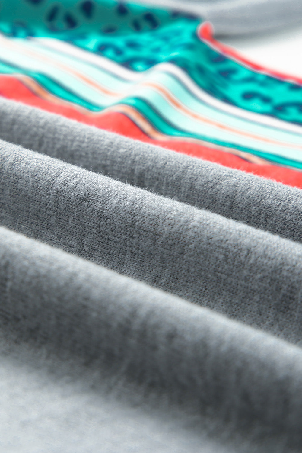 Gray Leopard Serape Drop Shoulder Bubble Sleeves Knit Top