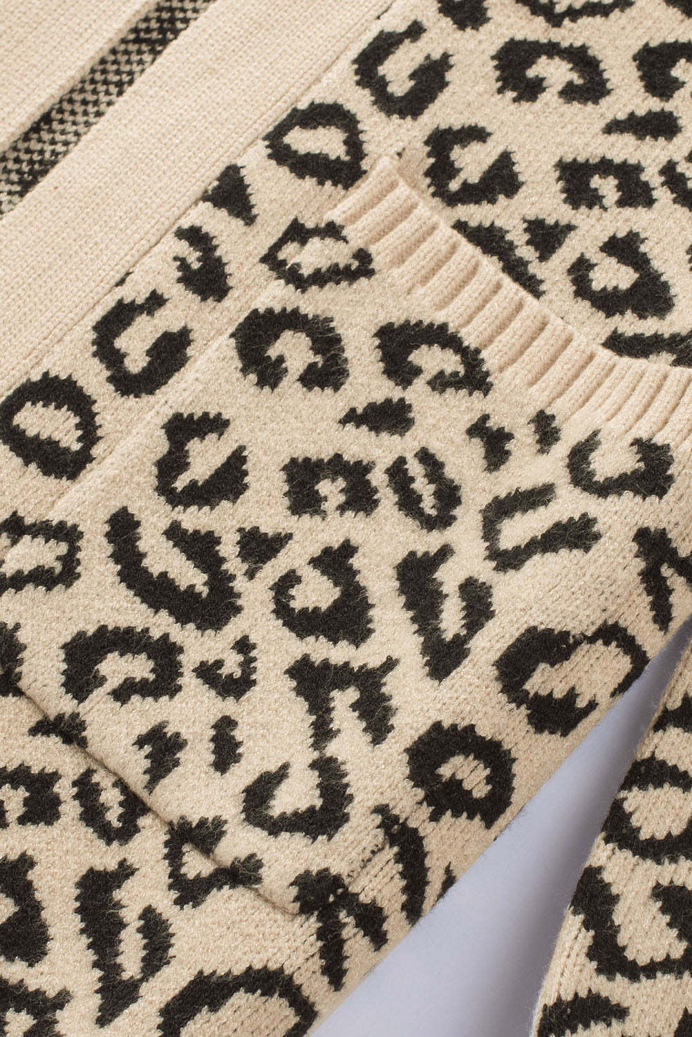 Leopard Knit Open Front Long Cardigan