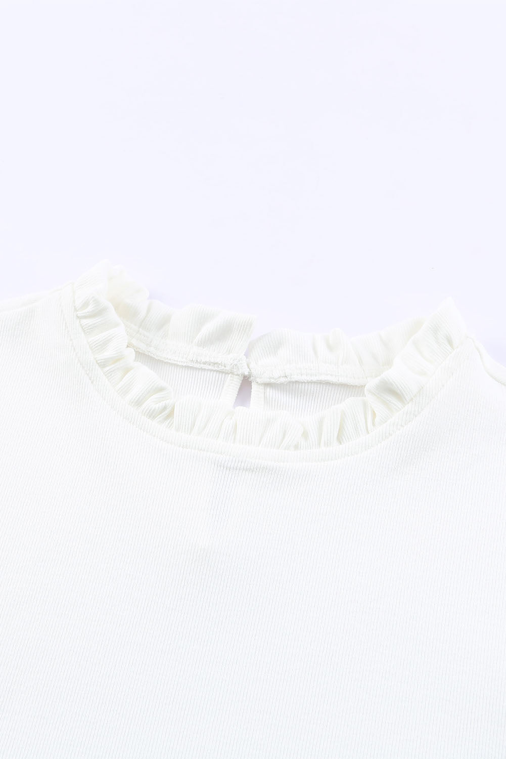 White Leopard Color Block Ruffled Blouse