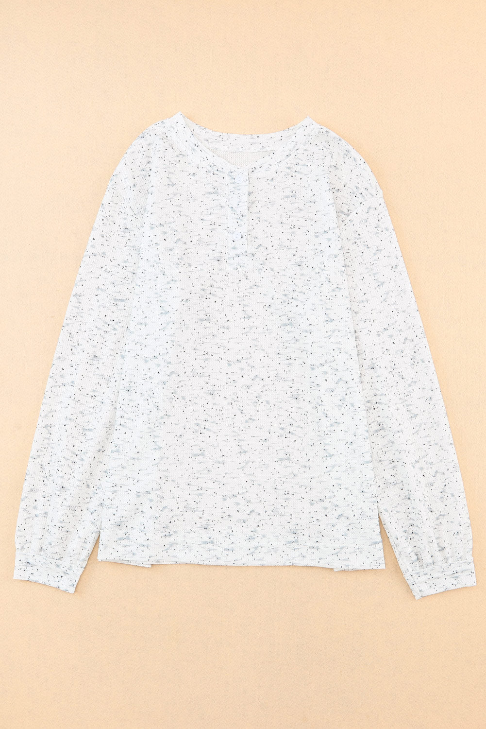 Gray Slouchy Heather Rib Knit Long Sleeve Henley Top