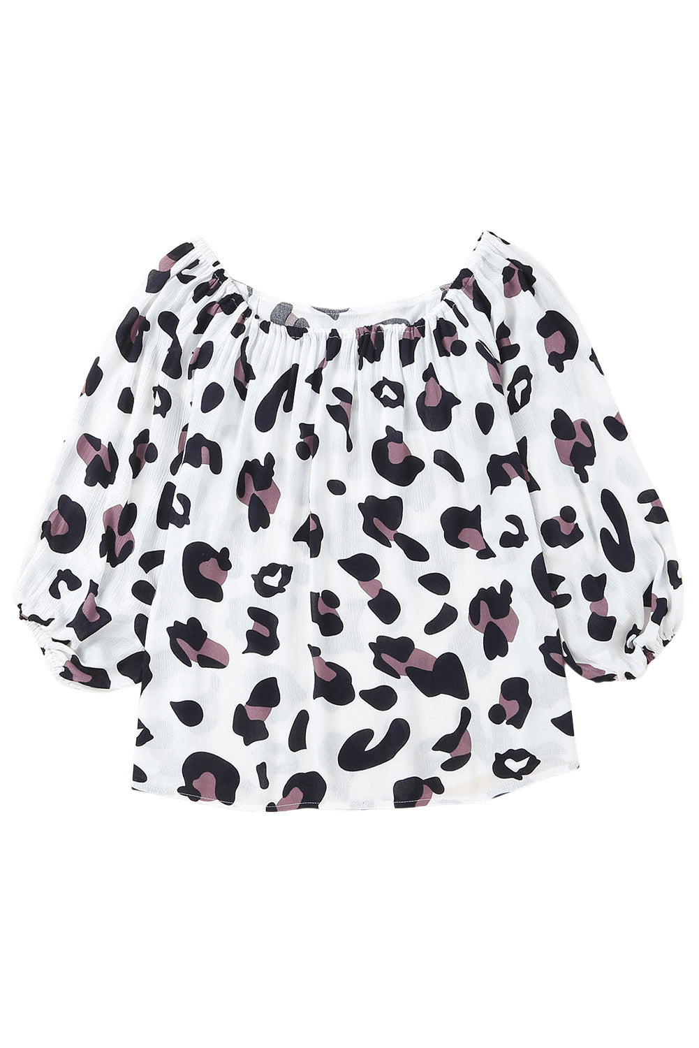 Leopard Off Shoulder Long Sleeve Blouse