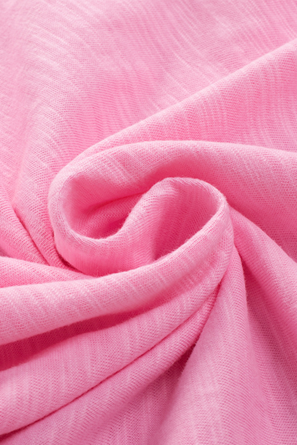 Pink V Neck Ribbed Trimming Tank Top