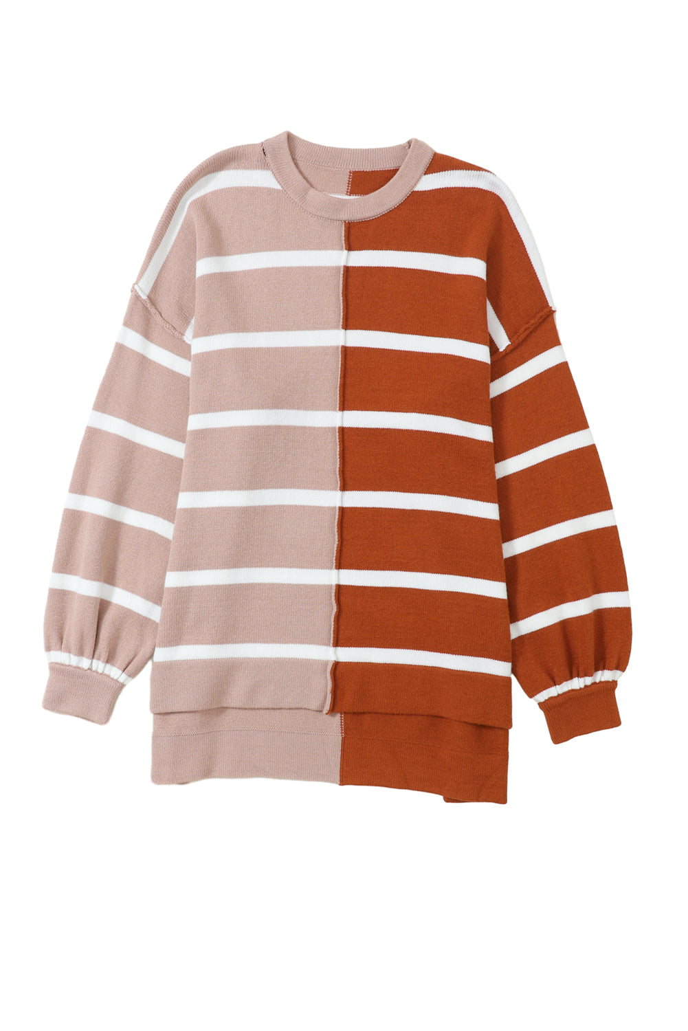 Brown Oversized Contrast Printed Dropped Shoulder Top